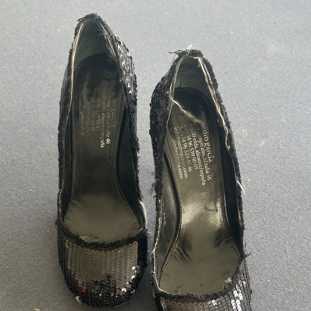 Pedro Garcia Black Sequin Heels